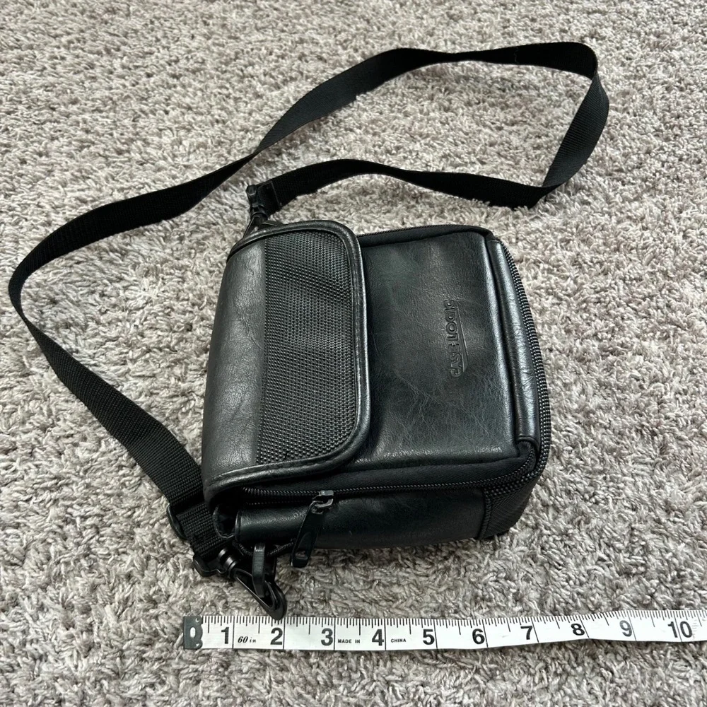 Vintage 90s Case Logic Black Faux Leather Bag Crossbody Padded Utility Tech Case